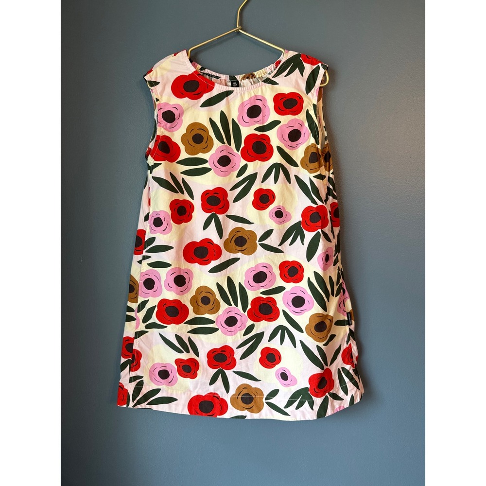 Uniqlo x Marimekko Kids‎ Floral Sleeveless Shift Dress Pink Red